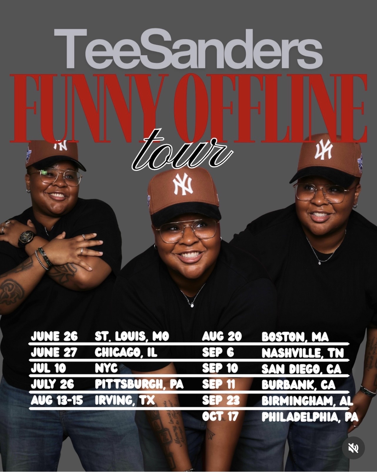Tee Sanders Funny Offline Tour flyer