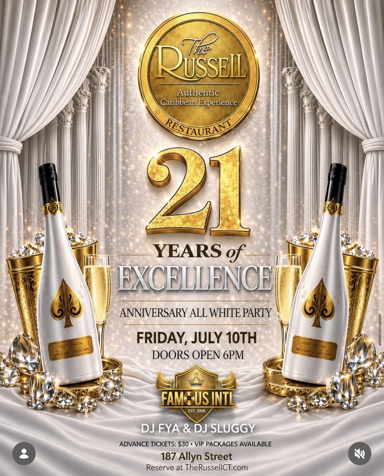21 Years of Excellence – Anniversary All White Party flyer