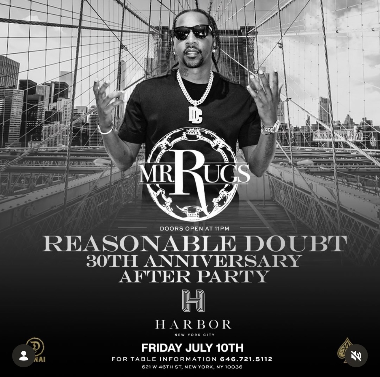 Reasonable Doubt 30th Anniversary After Party flyer