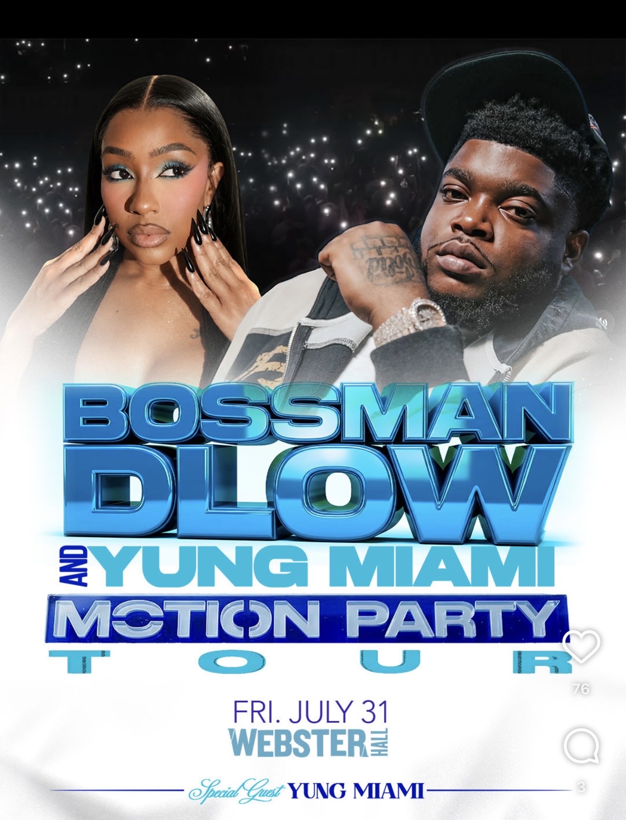 Bossman Dlow and Yung Miami Motion Party Tour flyer