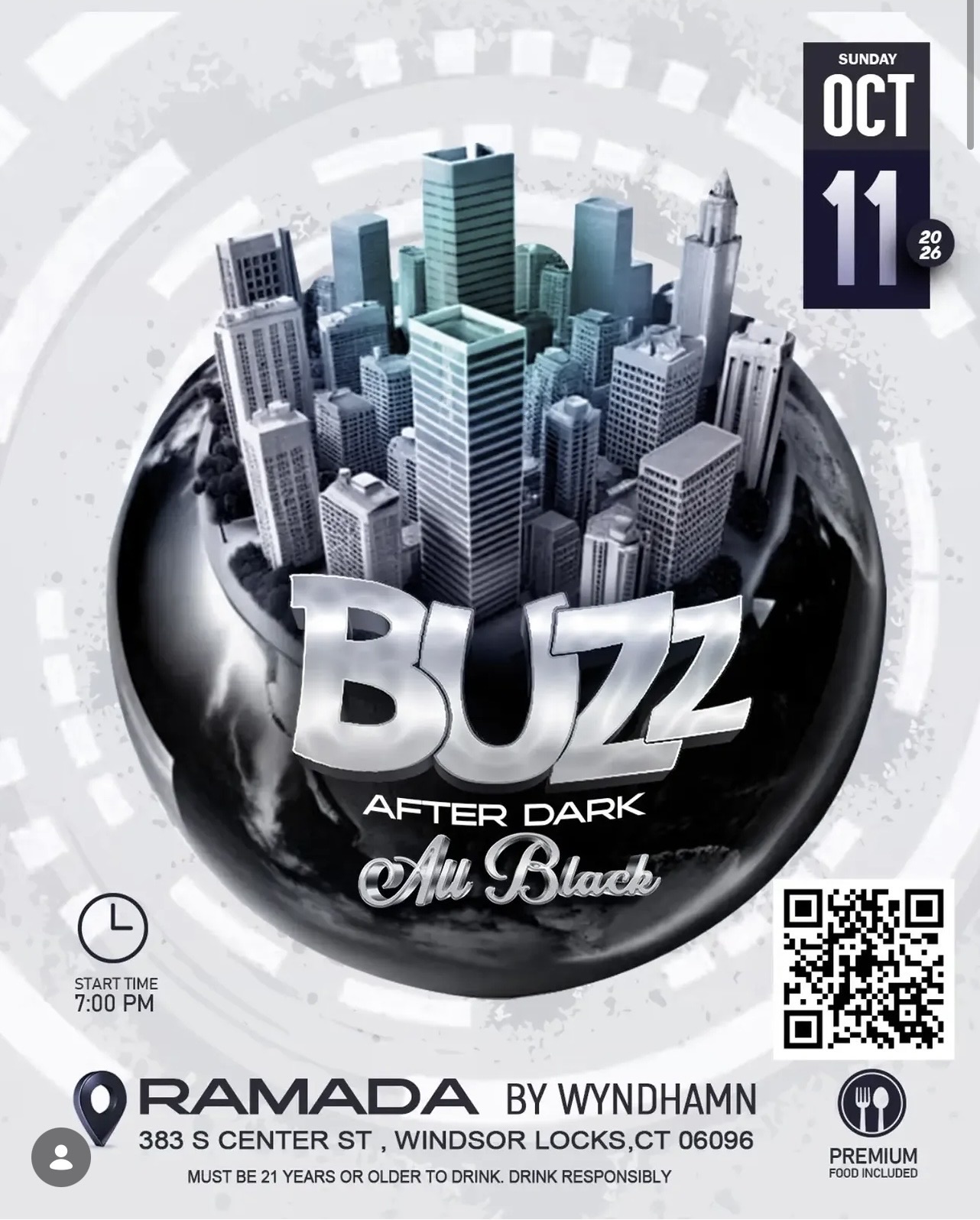 Buzz After Dark – All Black flyer