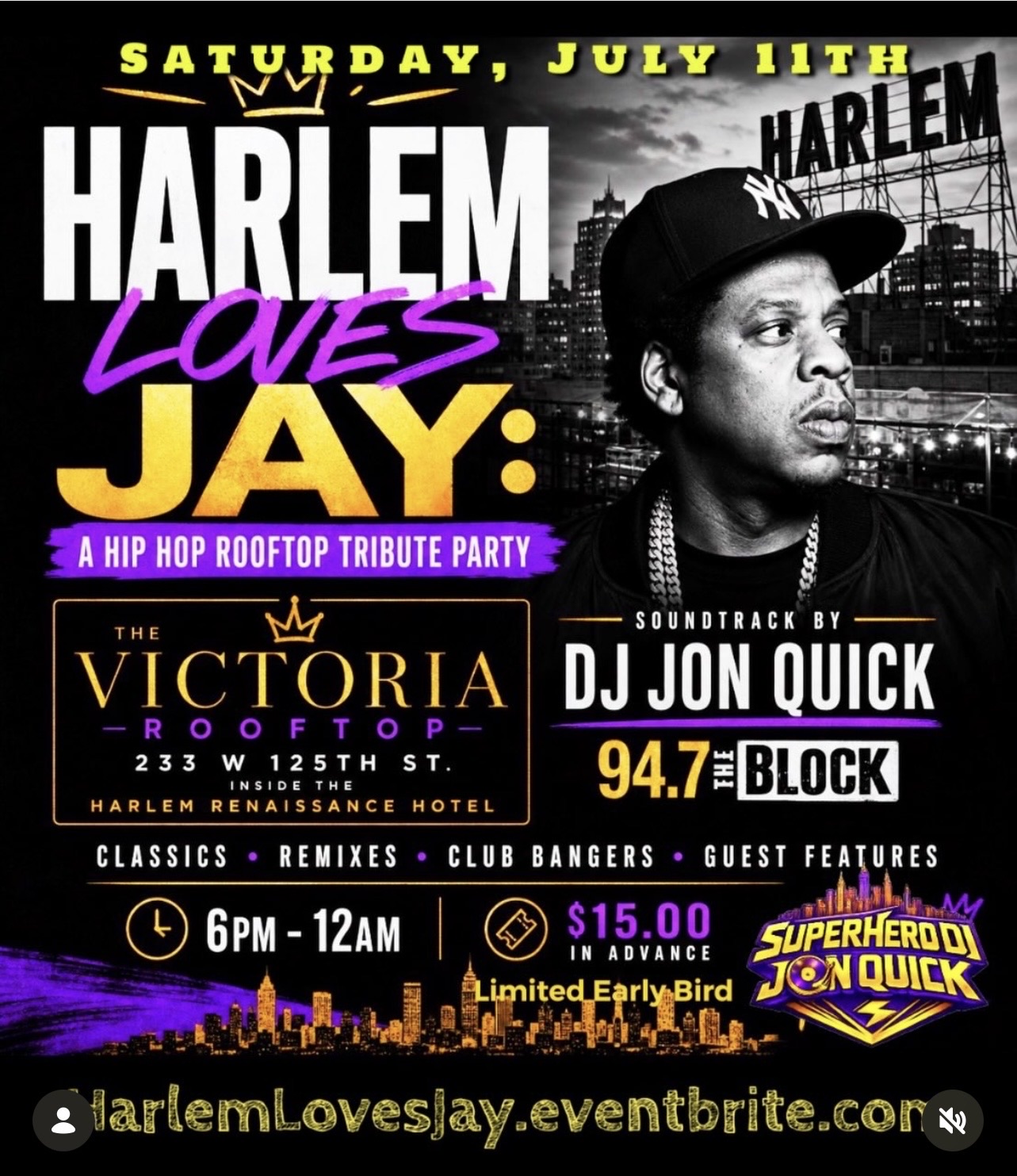 Harlem Loves Jay: A Hip Hop Rooftop Tribute Party flyer