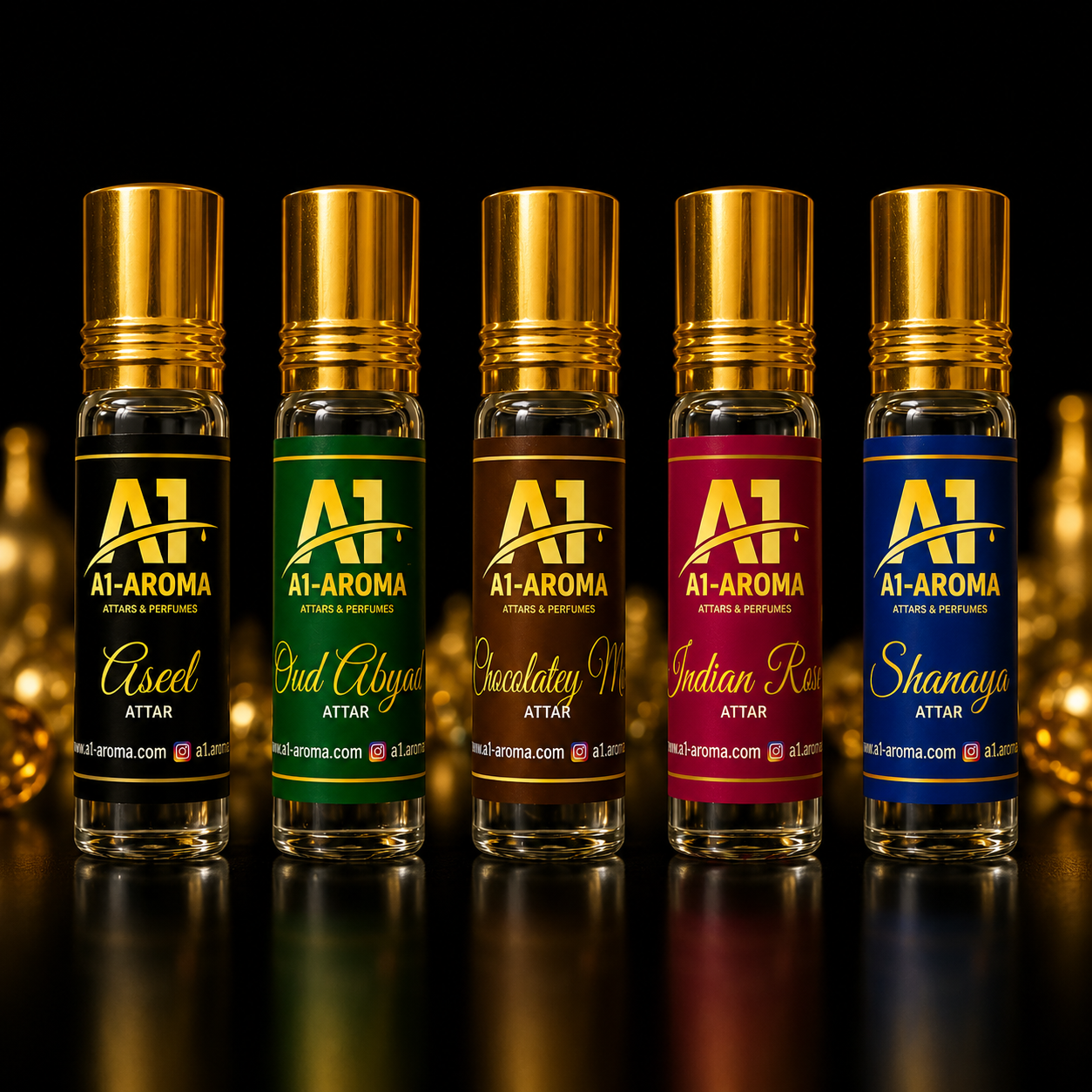 A1-Aroma Premium Attar Collection – Pack of 5