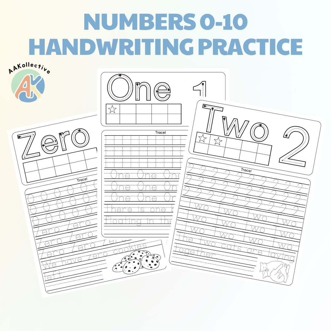 Learning to Write Numbers 0–10 Printable Worksheets