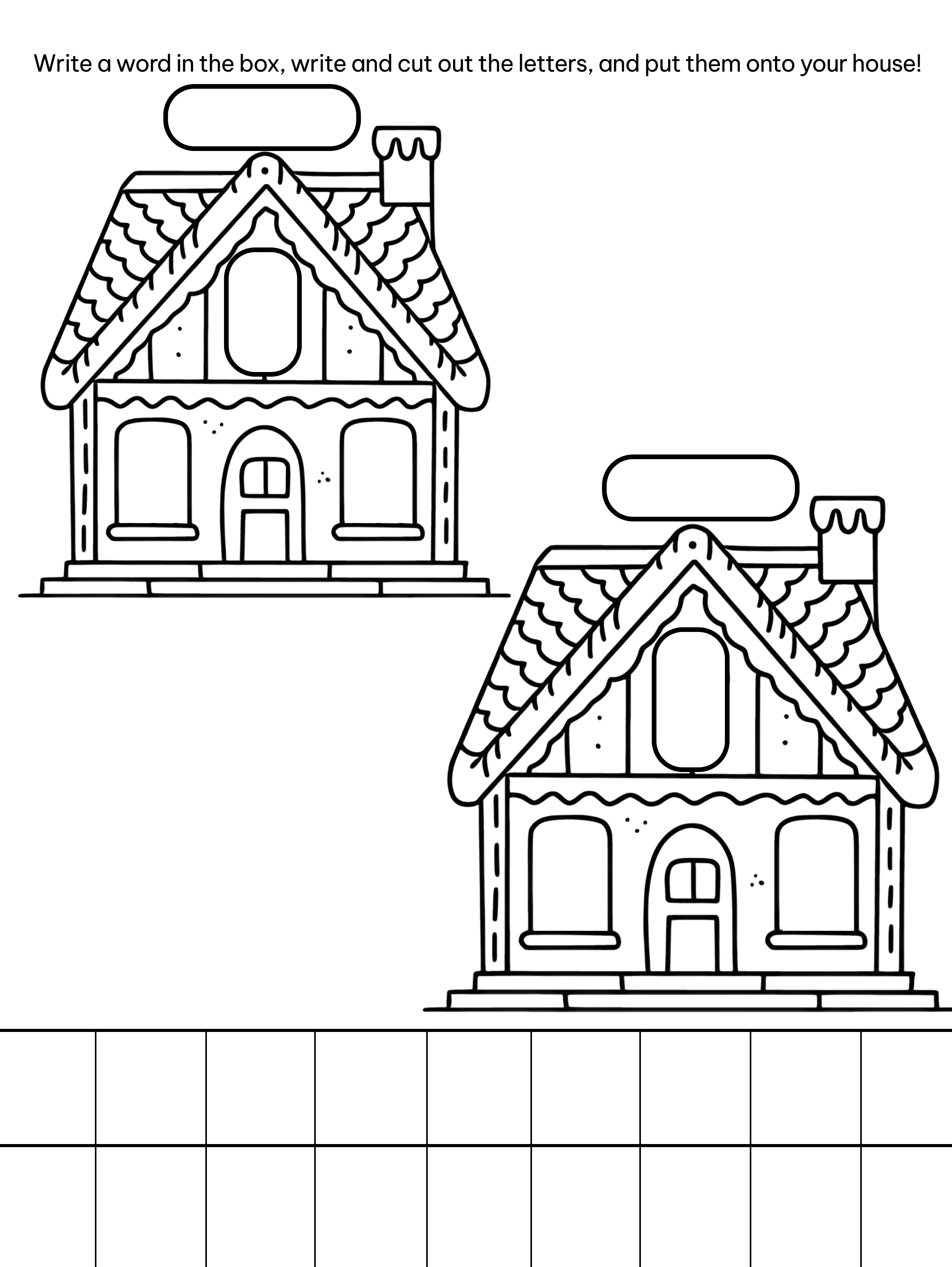 Gingerbread House Word Building Activity - Phonics Letter Practice