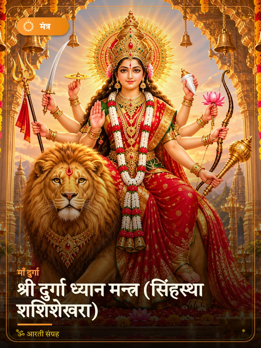 श्री दुर्गा ध्यान मन्त्र (सिंहस्था शशिशेखरा) — माँ दुर्गा