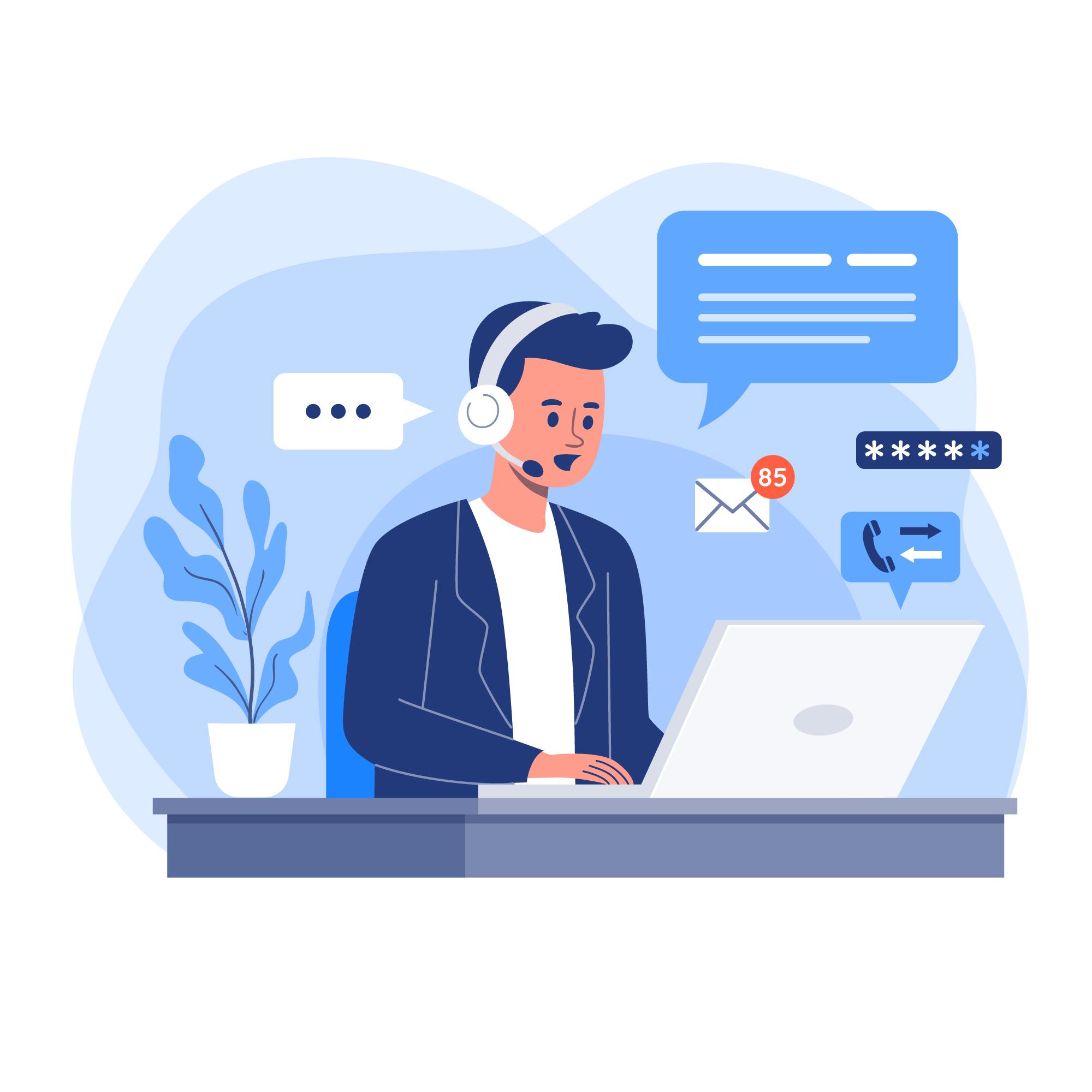 Customer support representative helping a client
