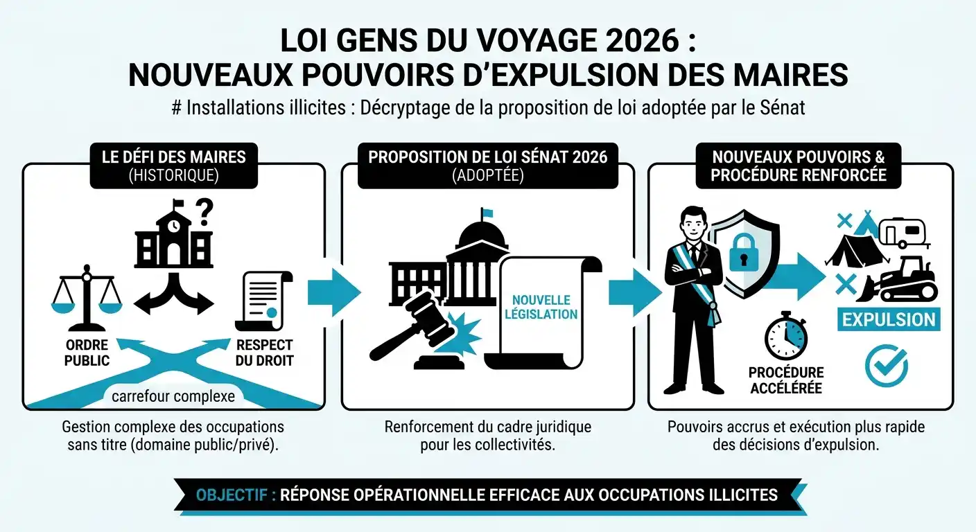 Loi gens du voyage 2026 : nouveaux pouvoirs d'expulsion des maires
