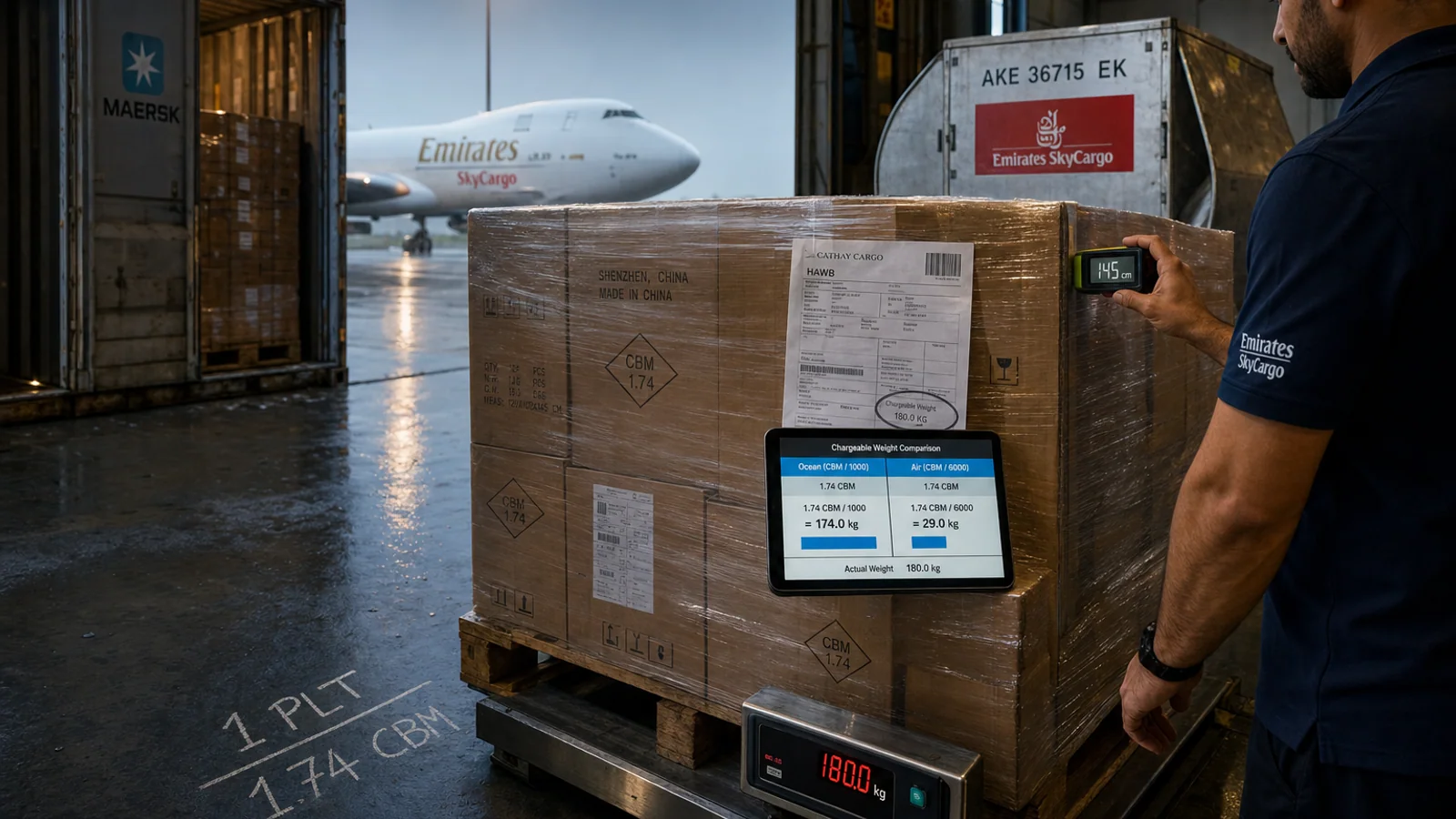 Calculadora peso cargable sea-air 2026: divisor 6000
