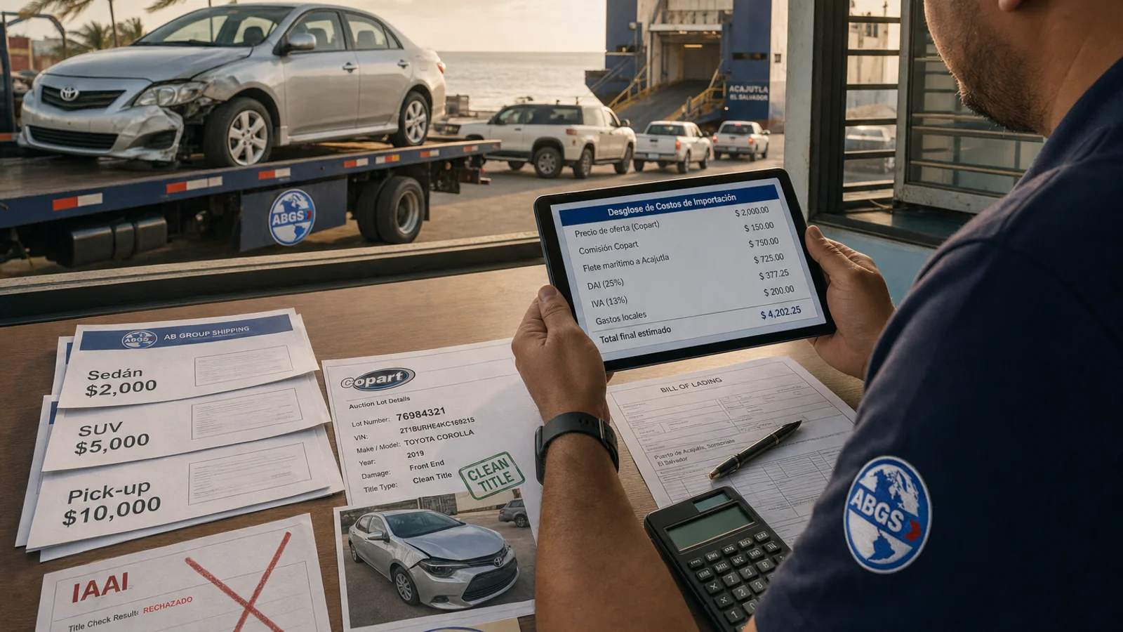 Calculadora Copart El Salvador 2026: costo total real