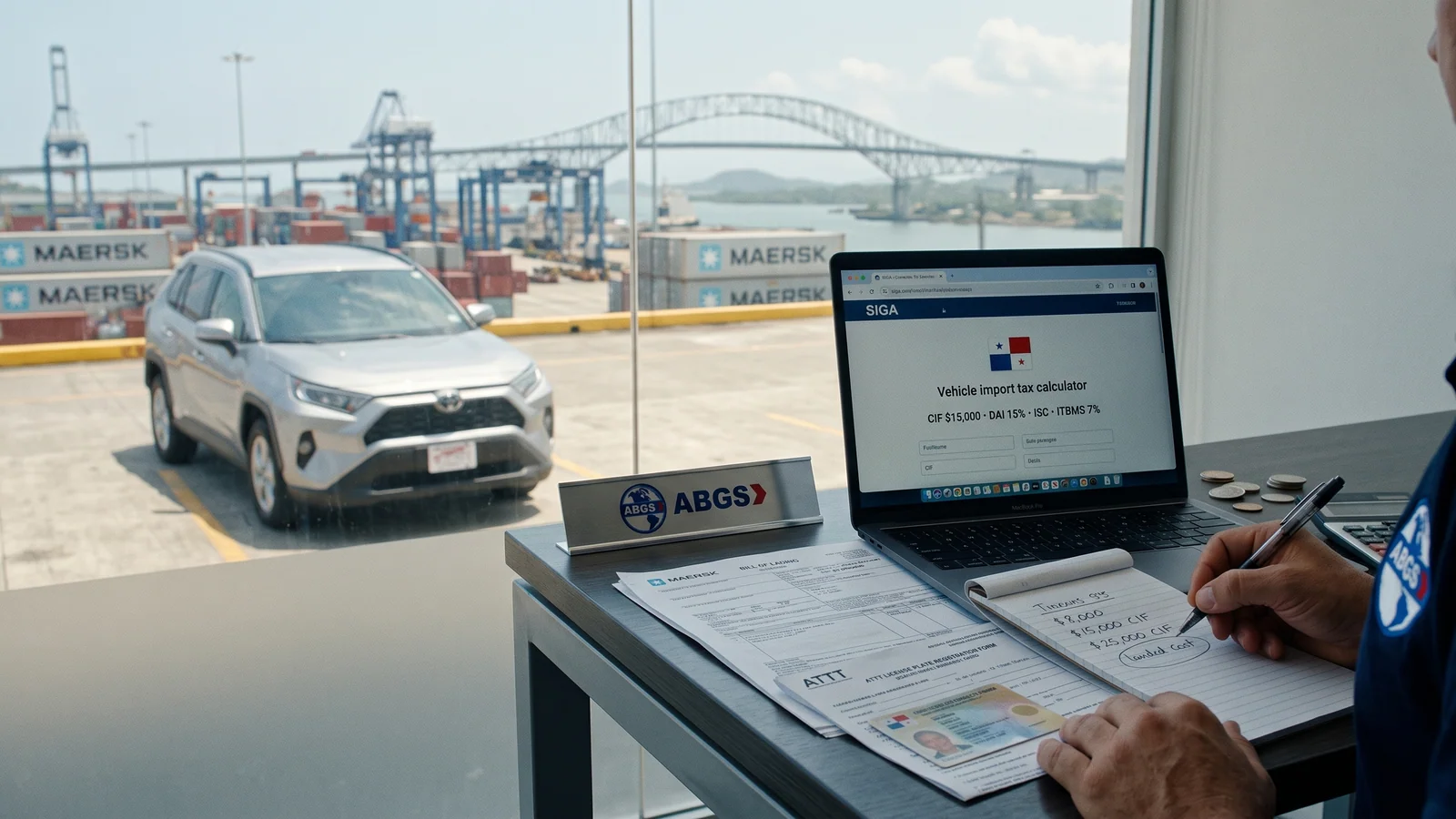 Calculadora impuestos auto Panamá 2026: DAI 15% e ITBMS 7%