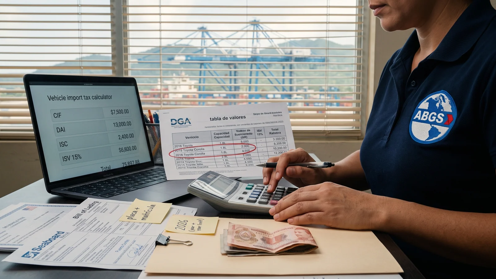 Calculadora impuestos auto Honduras 2026: DAI e ISV 15%