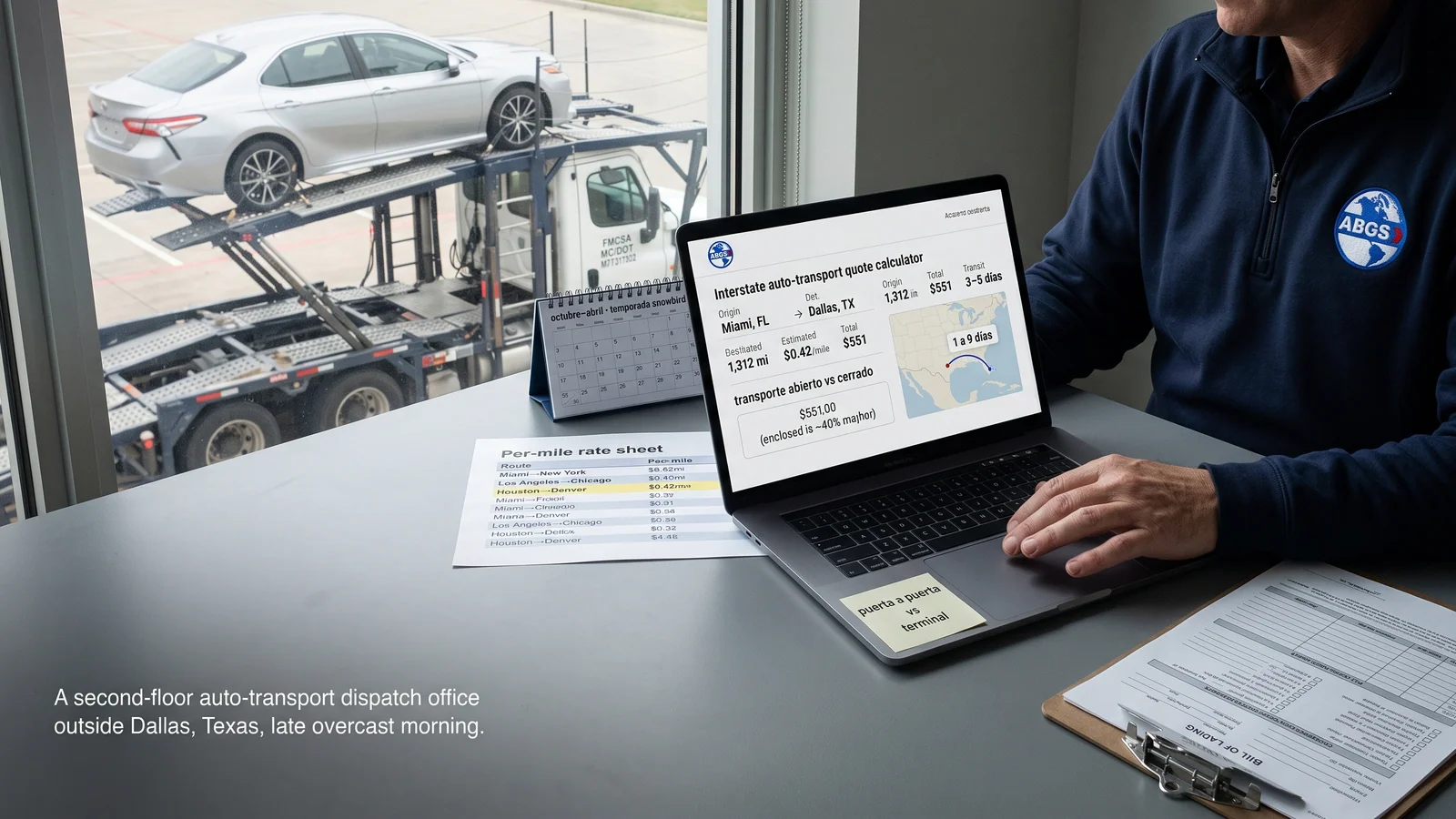 Calculadora transporte de carros 2026: desde $0.40/milla