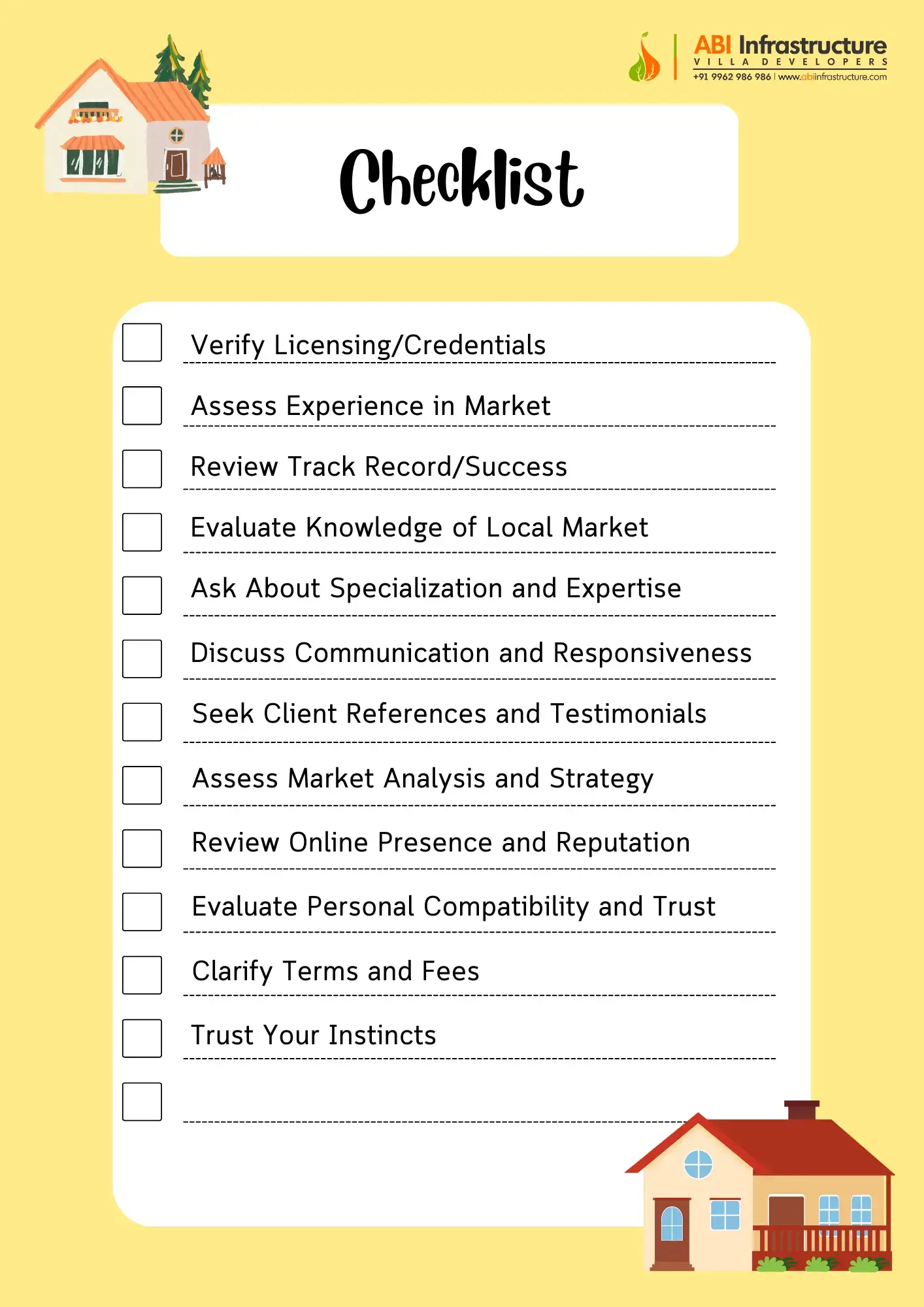 Checklist for choose real estate agent