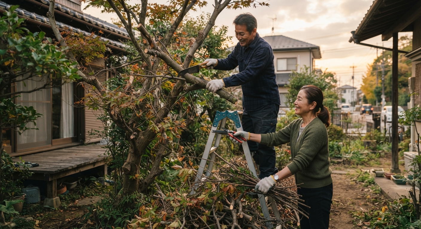 庭木の剪定をひとりで抱えない|高所は業者、手元と片づけは地域のお手伝いで分ける考え方のトップアイコン