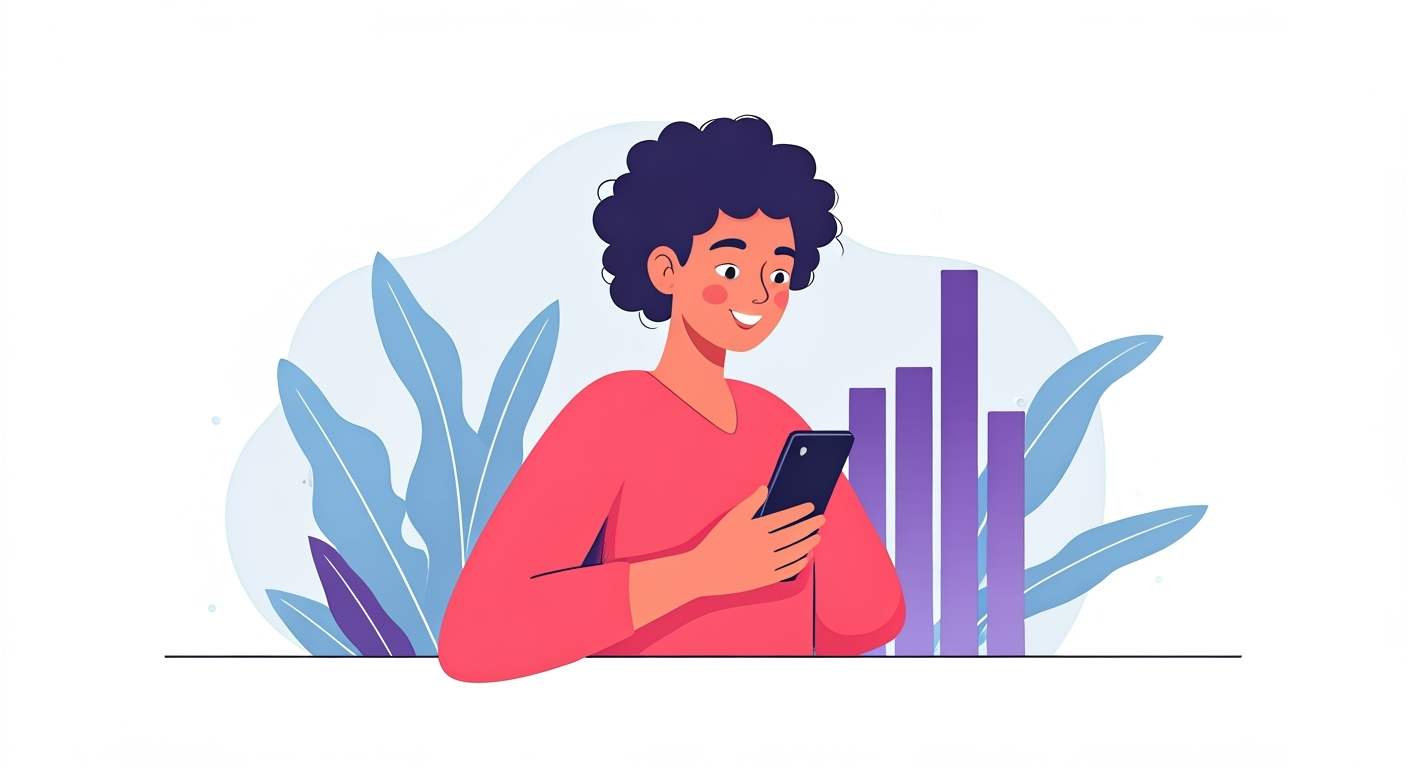 Patient viewing lab results on smartphone illustration