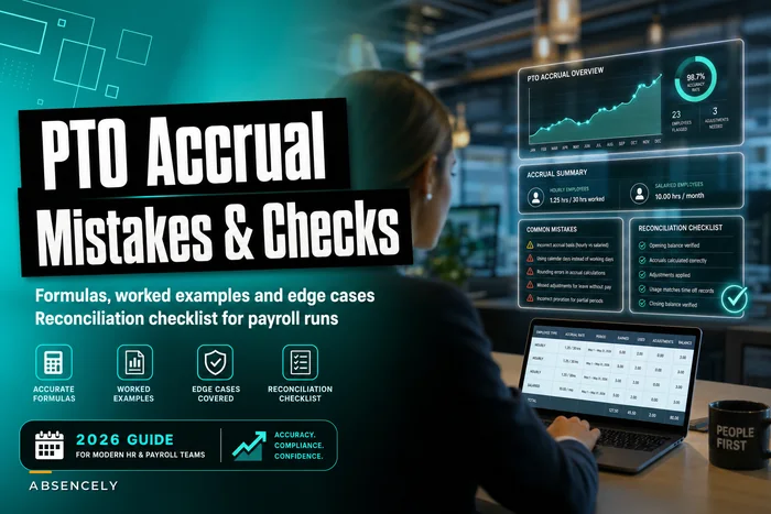 Common PTO accrual mistakes for mixed hourly/salaried teams — formulas, worked examples and reconciliation checks