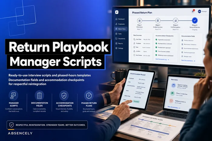 Return-to-work interview scripts and phased reintegration plans: manager scripts, documentation fields and accommodation checkpoints