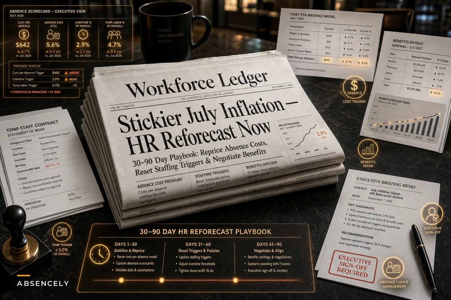 Stickier July Inflation: A 30–90 Day HR Playbook to Reforecast Absence Budgets, Staffing and Benefits