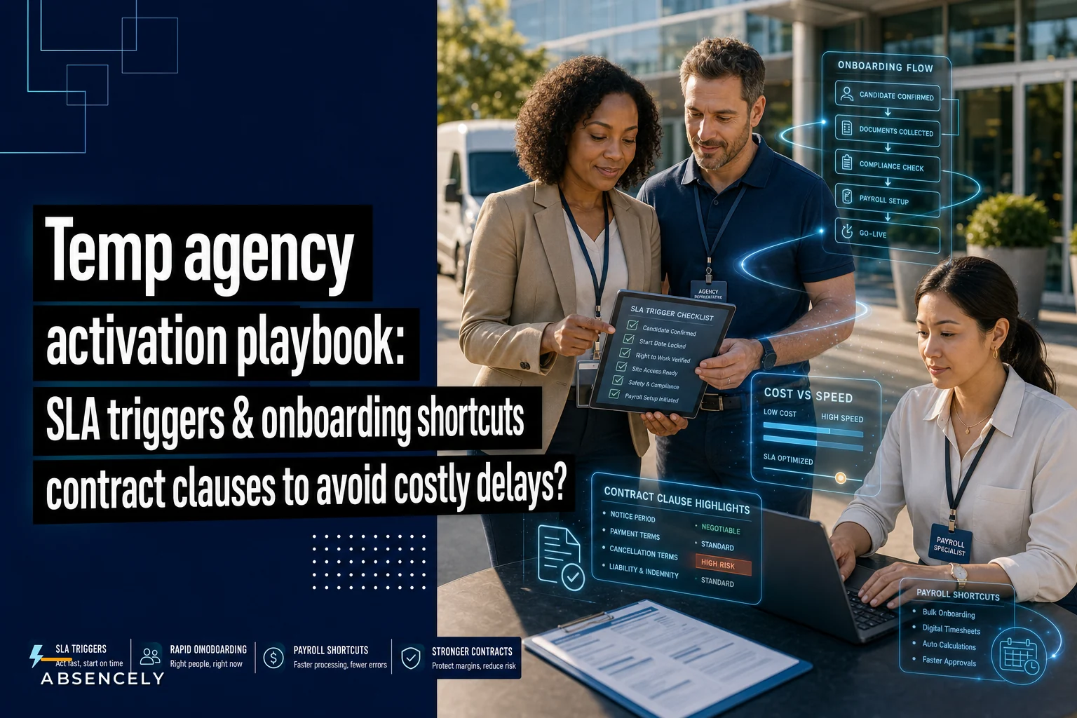 Temp agency activation playbook: SLA triggers, onboarding shortcuts and contract clauses to avoid costly delays