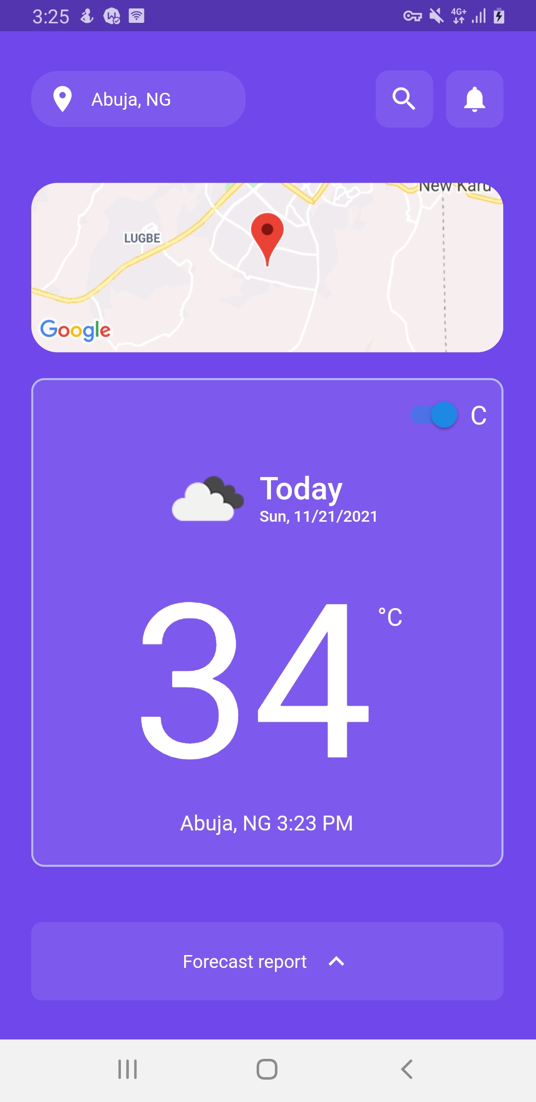 A basic weather forecast app built using openweathermap API