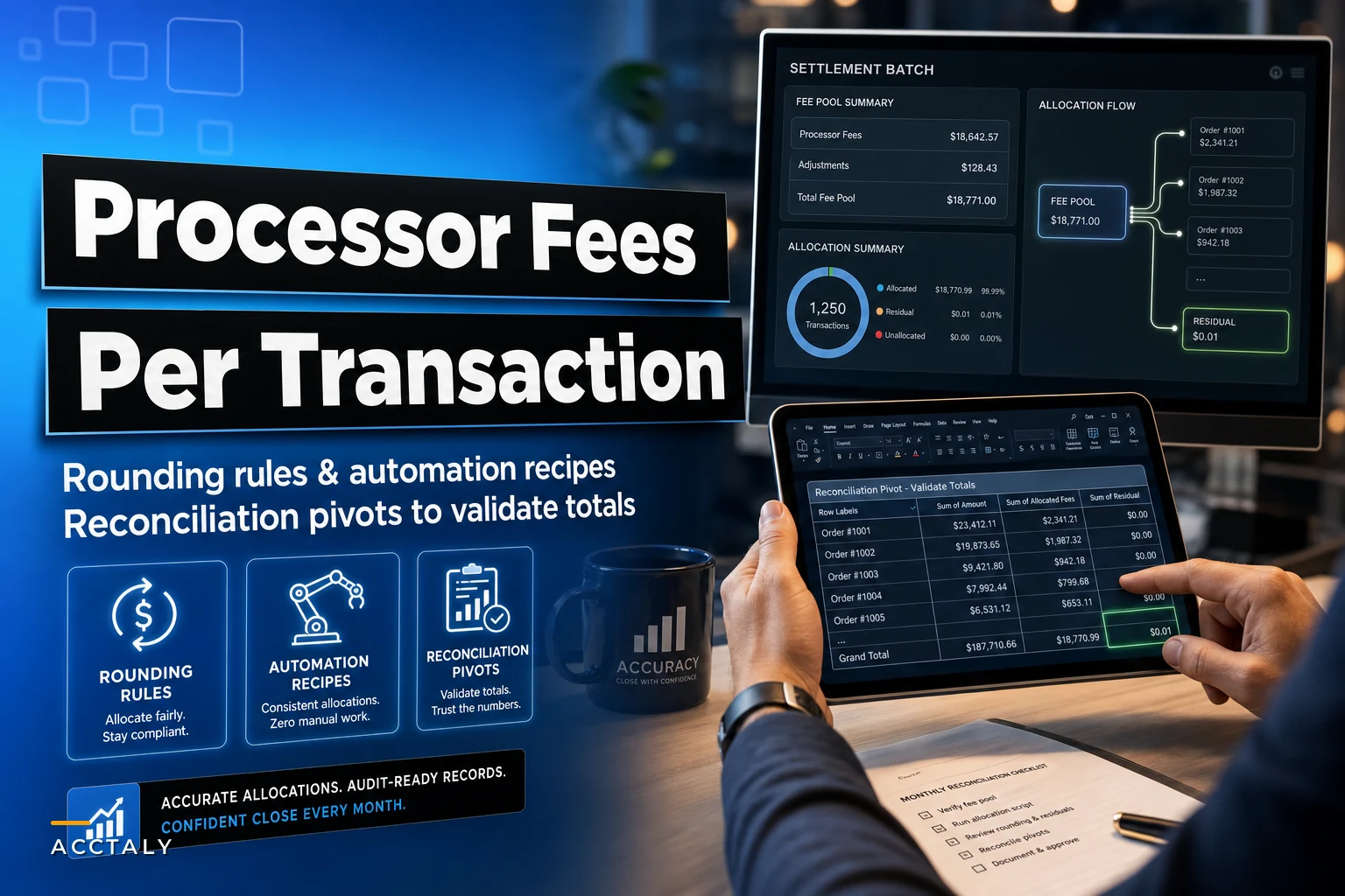 Allocate payment-processor fees per transaction: rounding rules, automation recipes and monthly reconciliation pivots