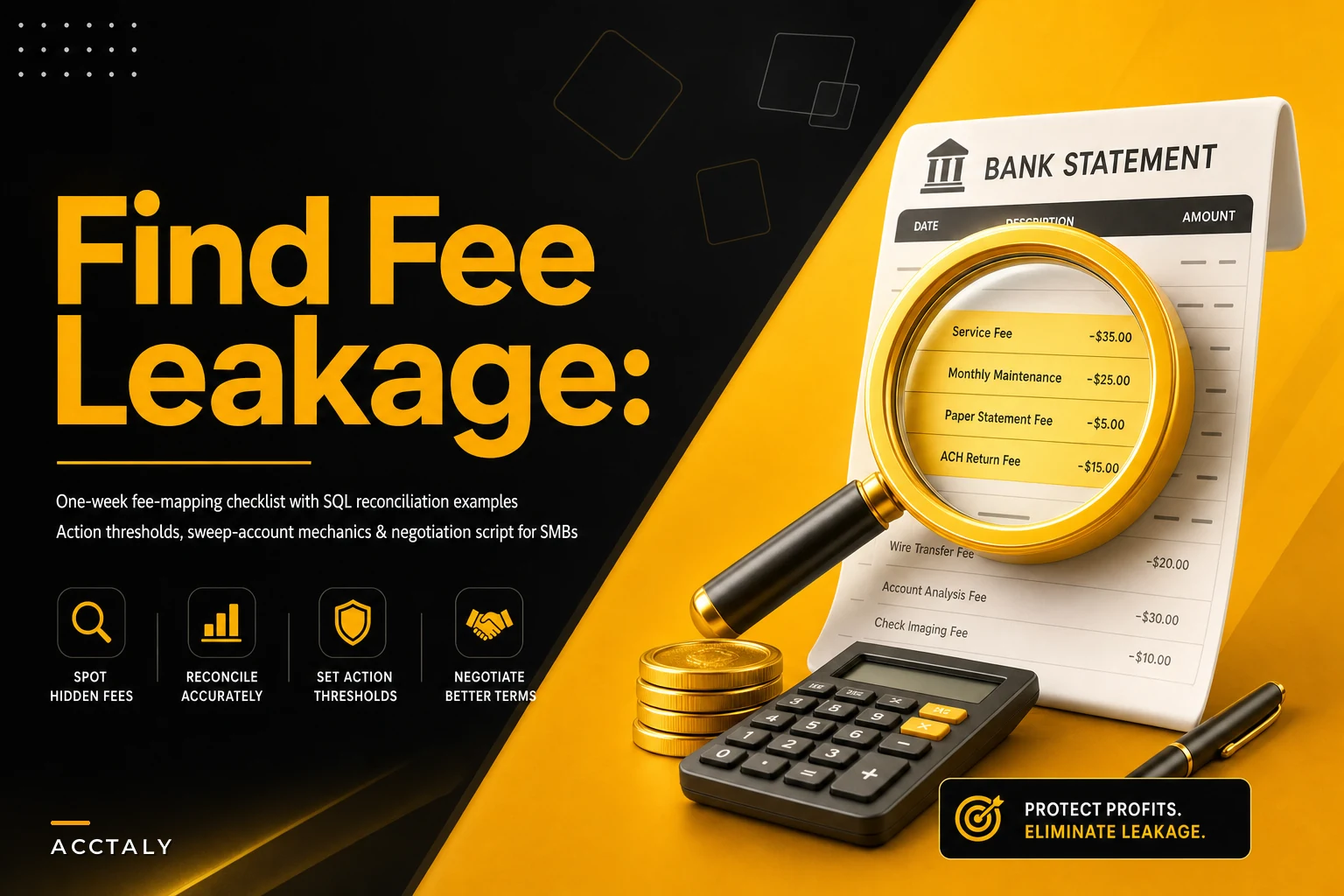 Find bank-fee leakage in a week: a fee-mapping checklist, SQL reconciliation examples and a vendor-negotiation script for small businesses