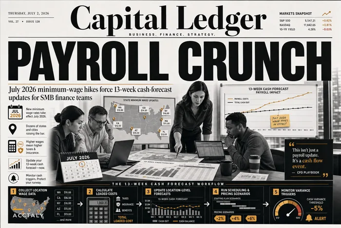 How July’s minimum-wage hikes should change your 13-week cash forecast and payroll checklist