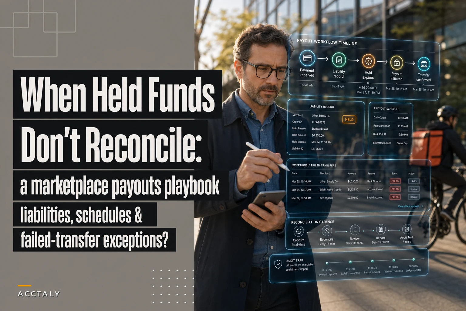 When held funds don't reconcile: a marketplace payouts playbook for liabilities, payout schedules and failed-transfer exceptions