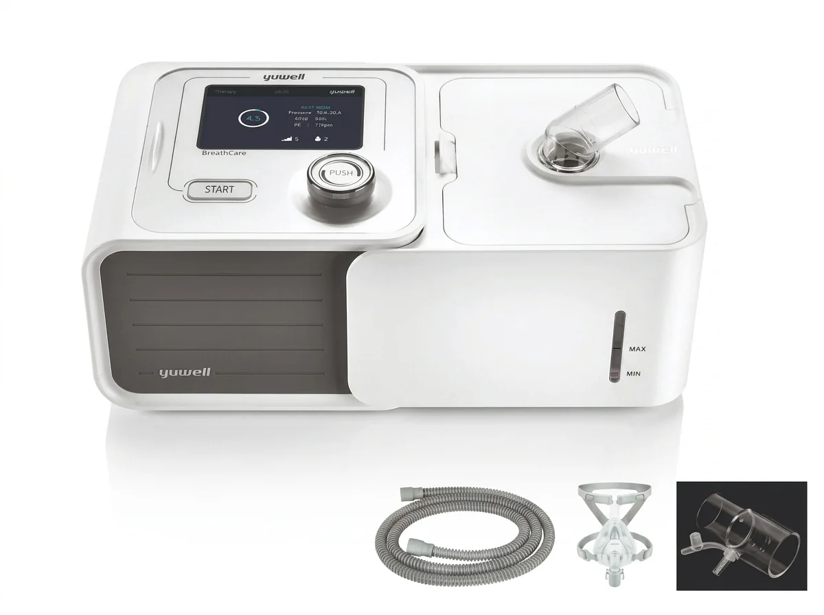 CPAP Yuwell YH-560 con pantalla LCD a color y humidificador integrado