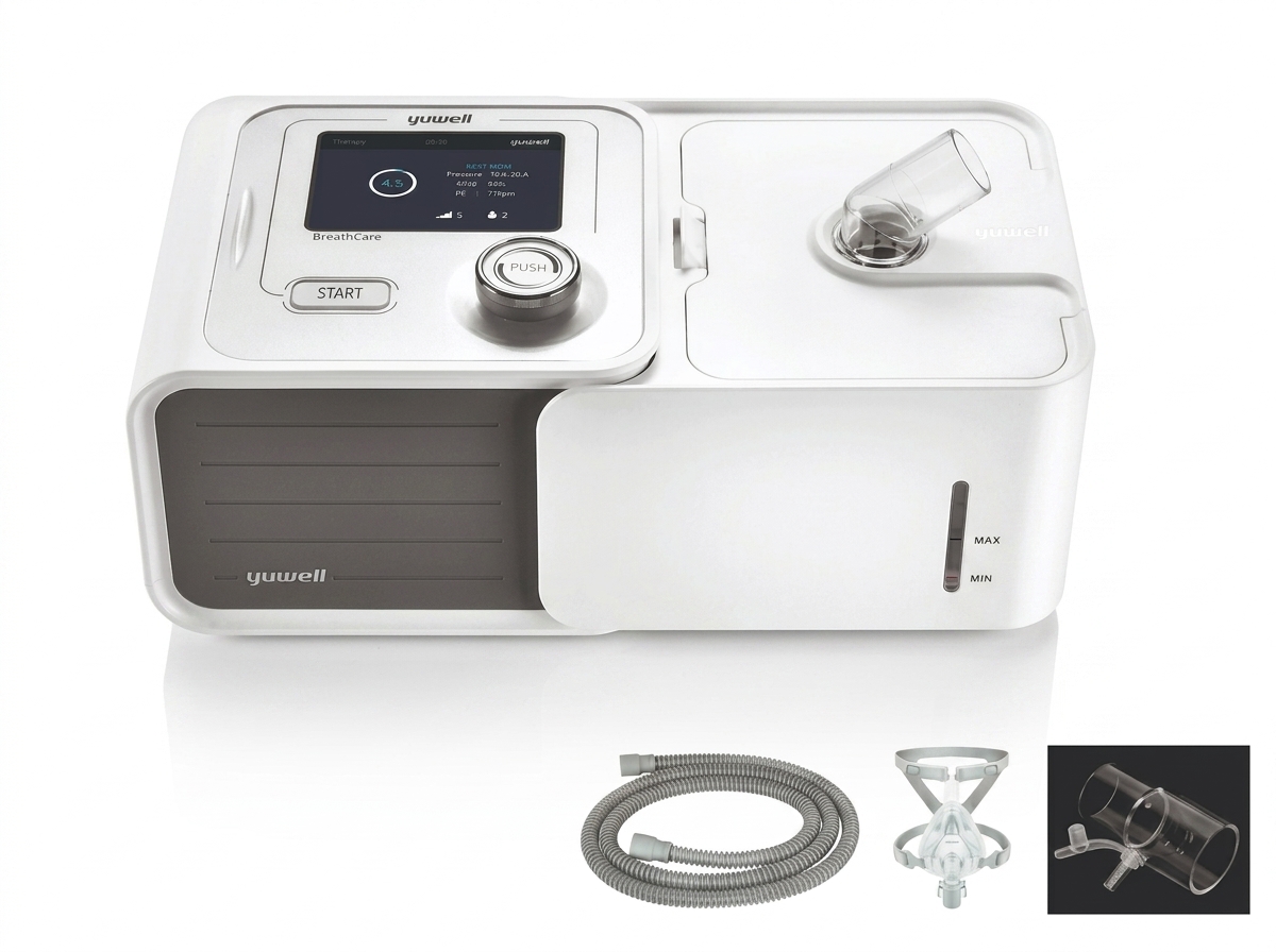 CPAP Yuwell YH-560 con pantalla LCD a color y humidificador integrado