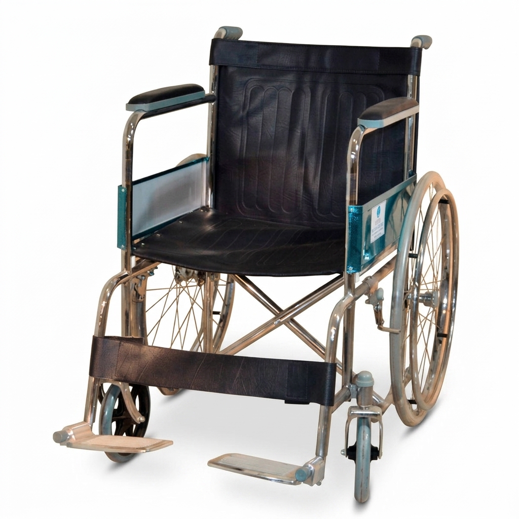 Silla de ruedas Comfort Panda, estructura cromada con asiento de cuerina