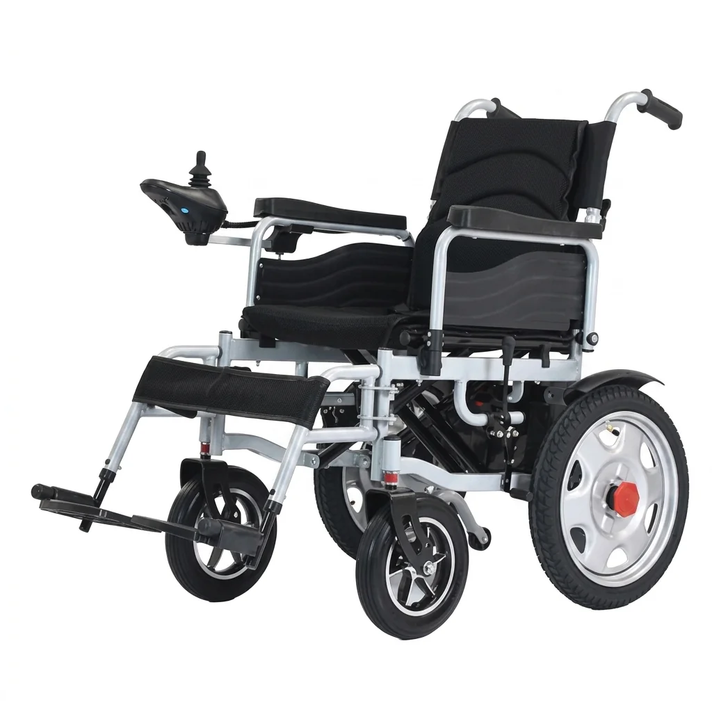 Silla de ruedas eléctrica Pinguin GO, con joystick de control y estructura plegable