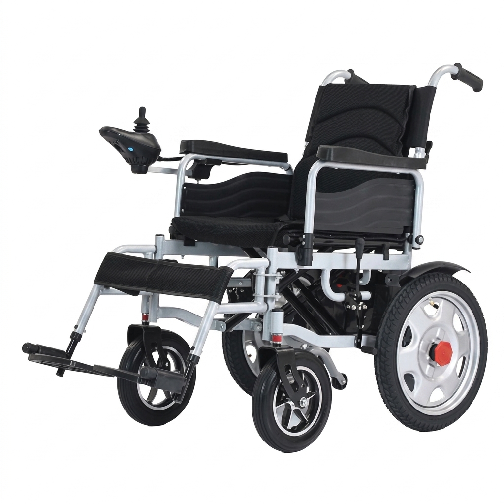 Silla de ruedas eléctrica Pinguin GO, con joystick de control y estructura plegable