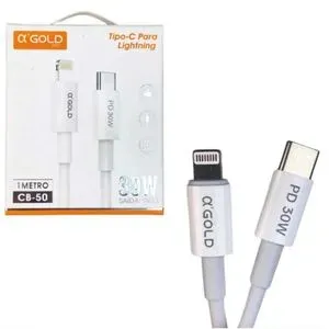 Cabo USB-C para Lightning A'GOLD PRO 1 metro 30W