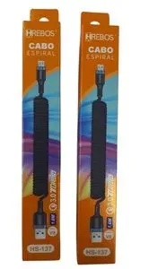 Cabo USB-A para V8 Hrebos Espiral 1.6m HS-137