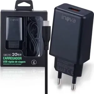 Carregador Completo Inova 20W QC 3.0 USB-A para USB-C 1m