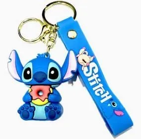 Chaveiro 3D Stitch com Donut e Alça Azul