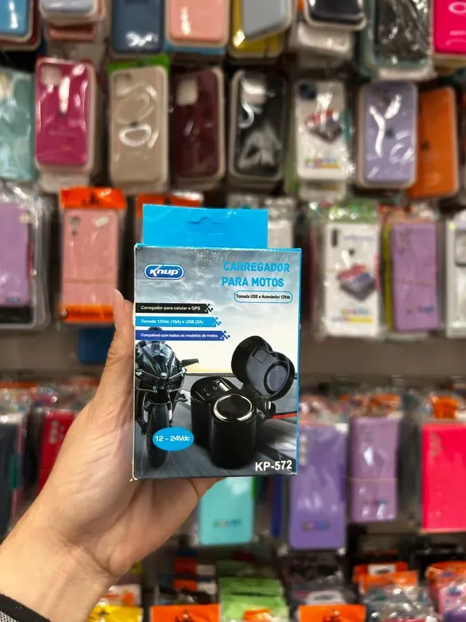 Carregador Veicular para Motos KNUP com USB e Tomada 12V KP-572