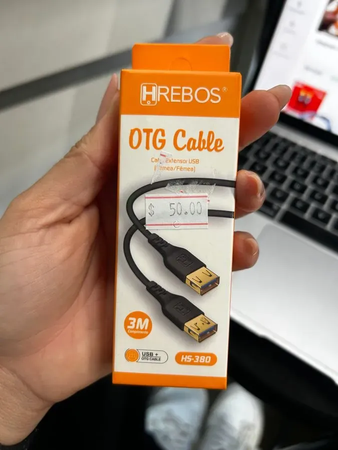 Cabo Extensor USB OTG HREBOS Fêmea/Fêmea 3m HS-380