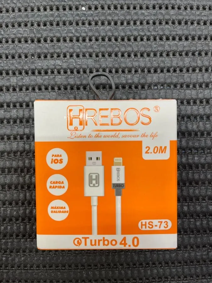 Cabo USB-A para Lightning HREBOS Turbo 4.0 HS-73 2m