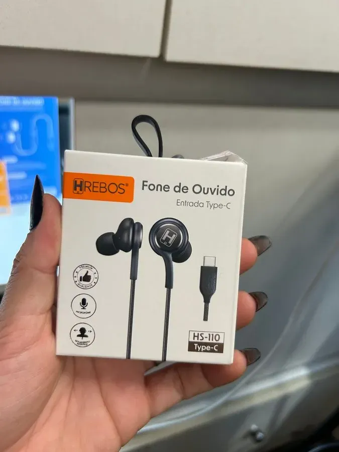 Fone de Ouvido Hrebos HS-110 Entrada Type-C com Microfone