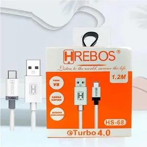 Cabo de Carregador Hrebos HS-68 USB-A para V8 1.2M Turbo 4.0