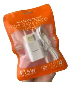 Carregador Rápido H'MASTON 15W com Cabo USB-C e 2 Portas USB