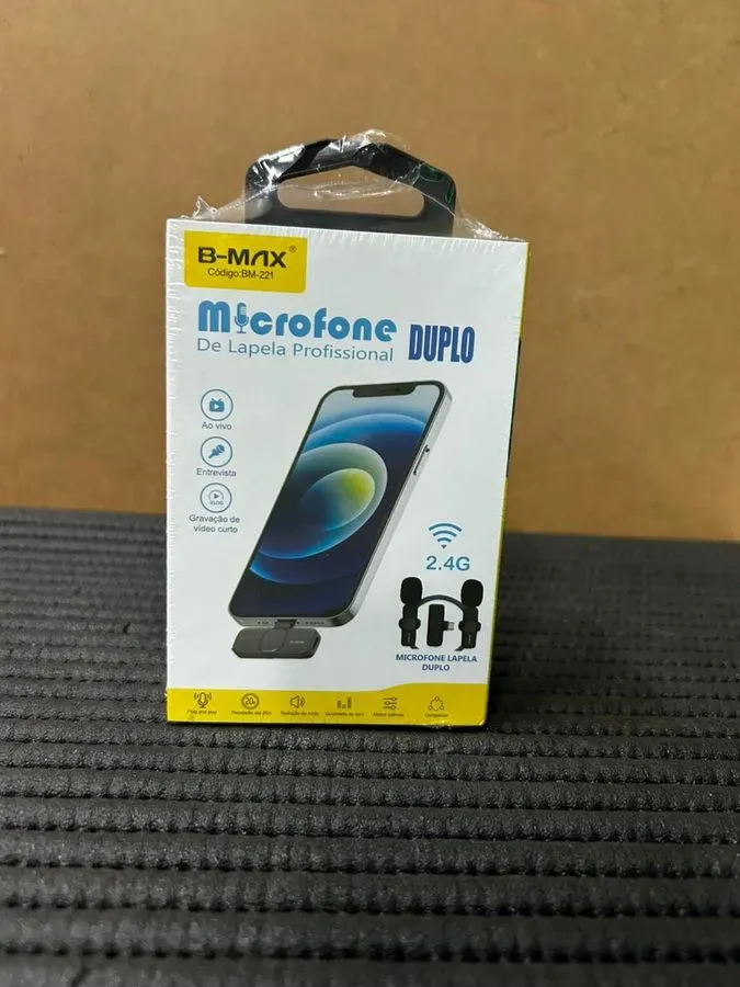 Microfone de Lapela Profissional Duplo B-MAX BM-221