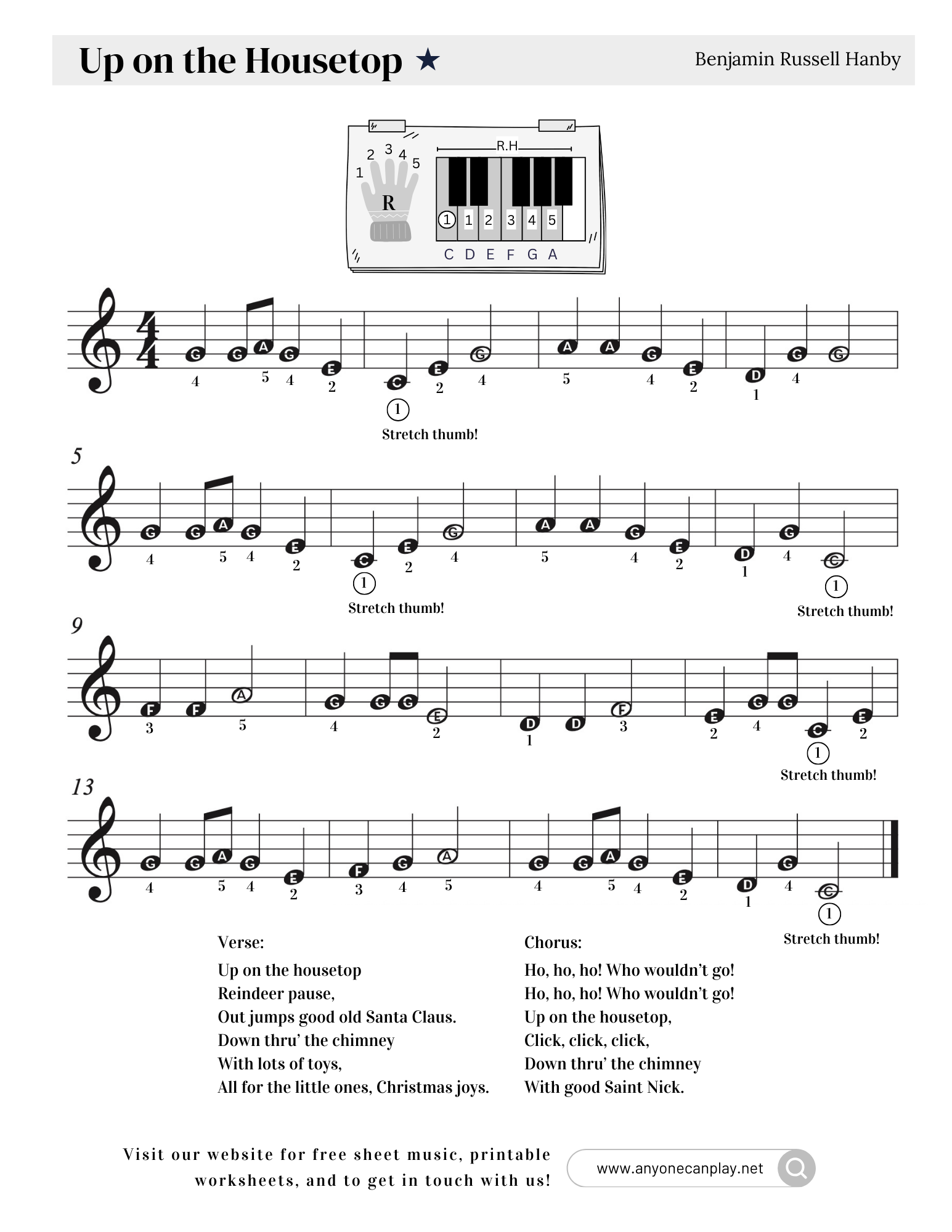 Up on the Housetop - Beginner Sheet Music