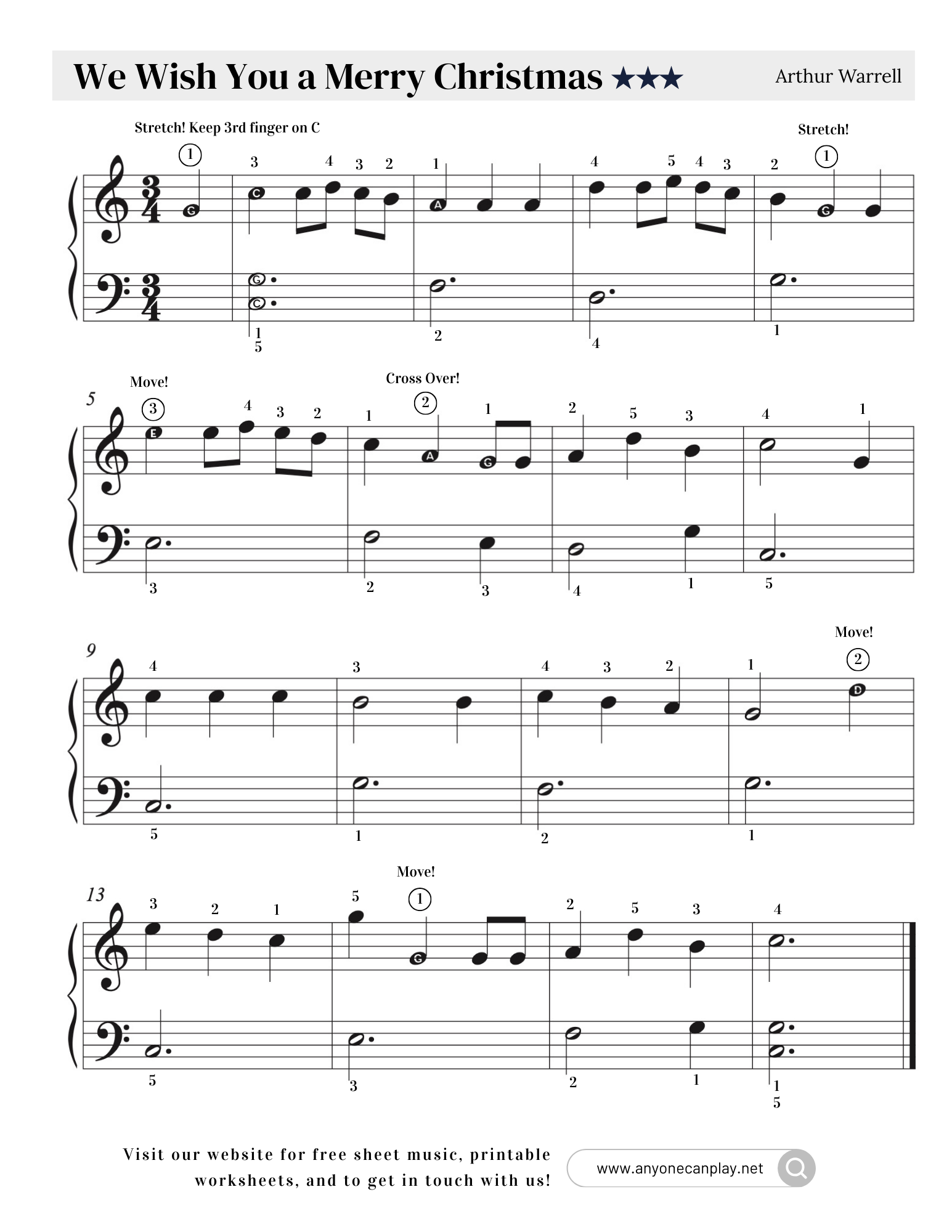 We Wish You a Merry Christmas – Beginner Sheet Music