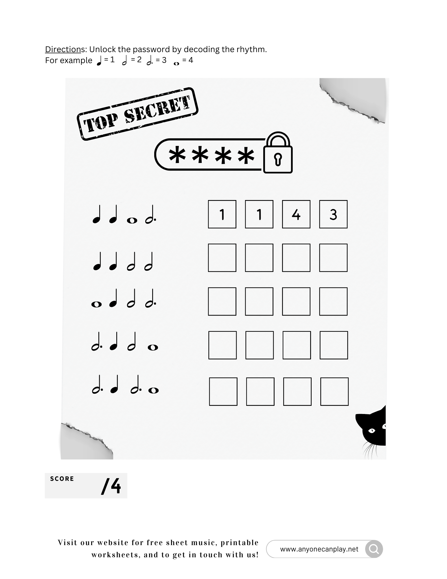 Decode the Rhythm – Beginner Rhythm Worksheet