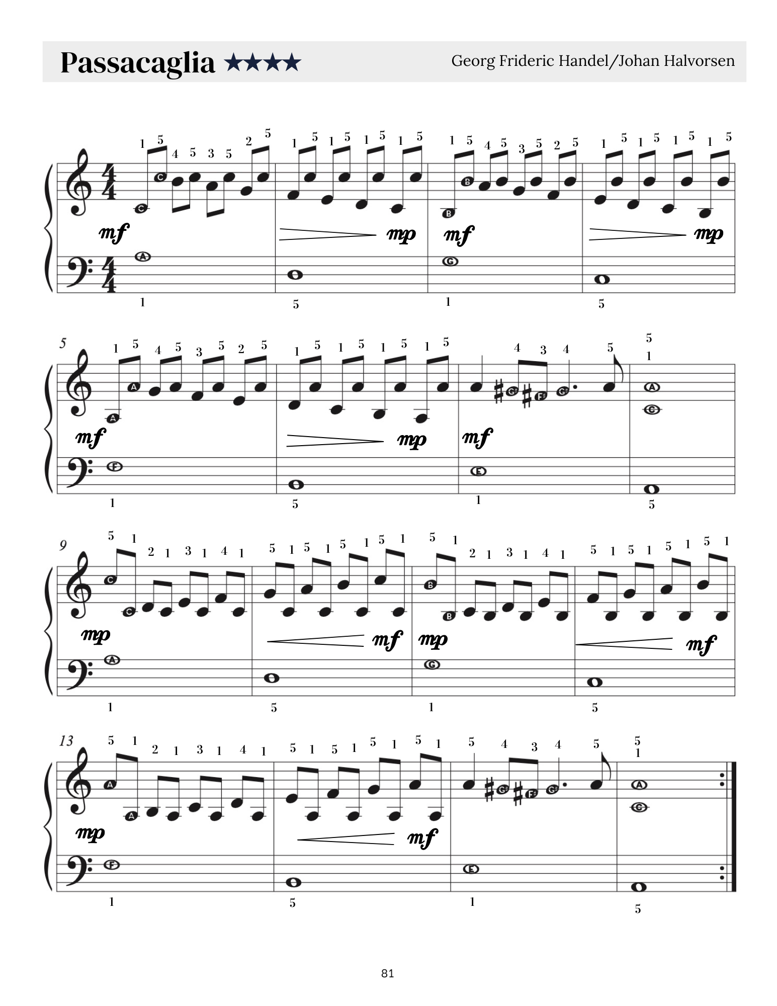 Passacaglia - Beginner Sheet Music