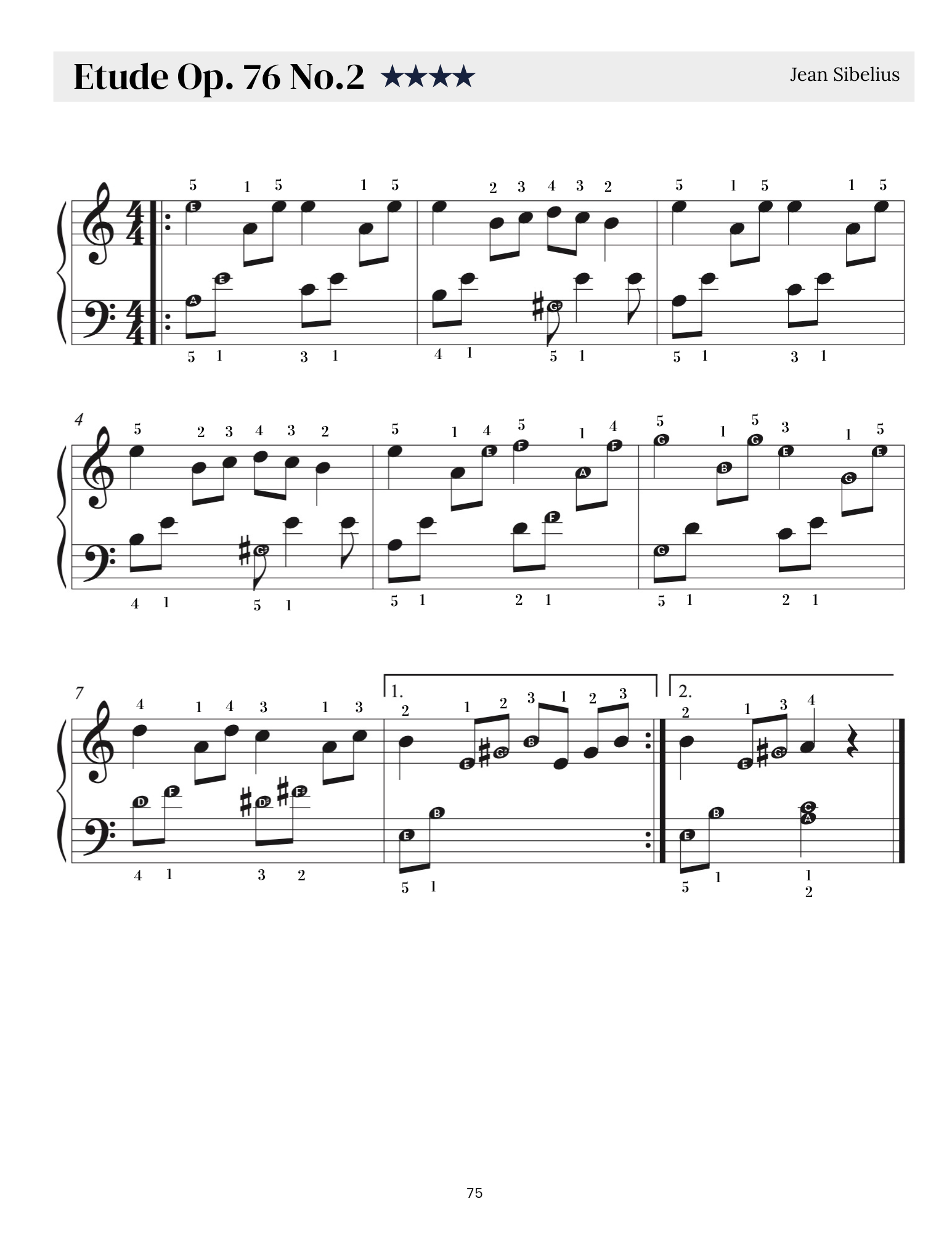 Sibelius Etude - Beginer Sheet Music